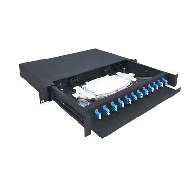 1U 12左舷繊維光学のパッチ盤LCの二重光ファイバーの端子箱