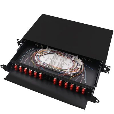 黒いラック マウント繊維の終了箱FCのパッチ盤ODF 24Core