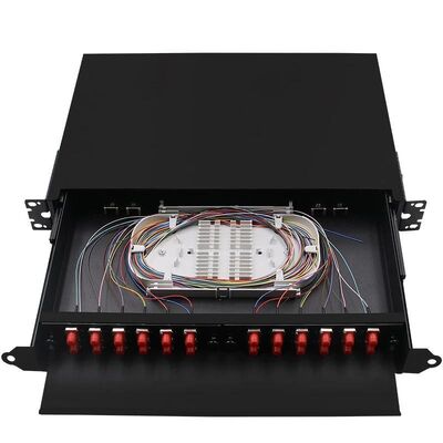 黒いラック マウント繊維の終了箱FCのパッチ盤ODF 24Core