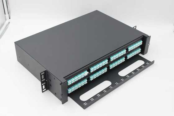 2U 192コア MTP MPO - LCパッチパネル ODFシャーシエンクロージャ スライドタイプ 8カセット用