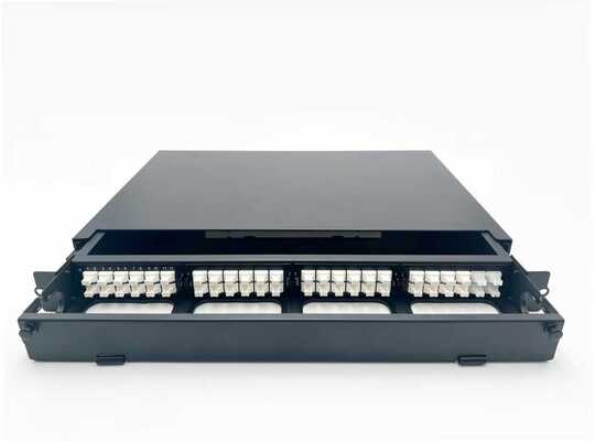 1Uコア MTP MPO - LCパッチパネル ODFシャーシエンクロージャ スライドタイプ 4カセット用 ケーブル管理付き