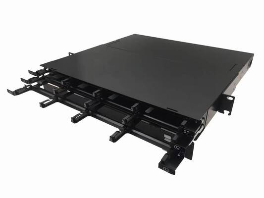 2U 288コア MTP MPO - LC パッチパネル ODF シャーシ エンクロージャ スライドタイプ 24カセット用