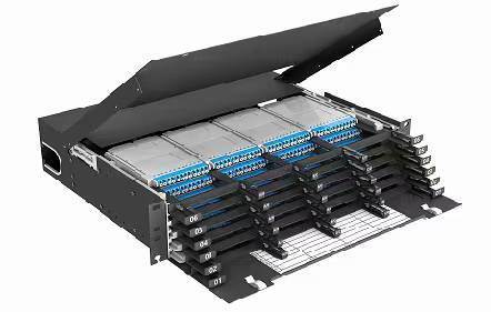 2U 288コア MTP MPO - LC パッチパネル ODF シャーシ エンクロージャ スライドタイプ 24カセット用